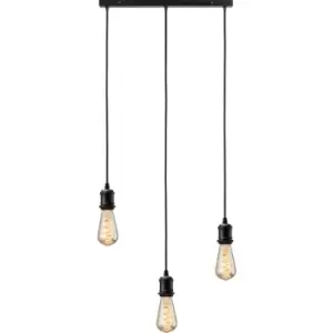 Image of Knightsbridge CALLA - 230V E27 Vintage 3 Light Bar Pendant - Matt Black - CALVI3BMB