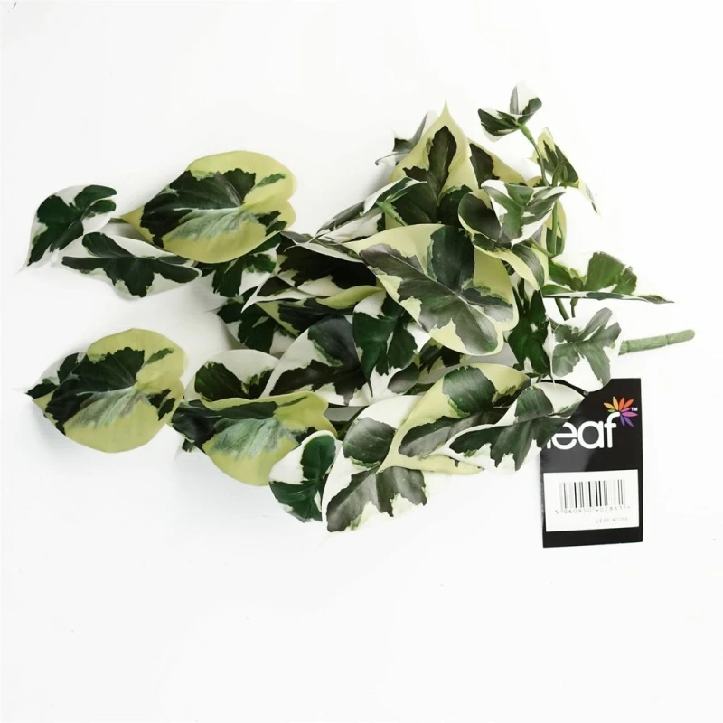 Image of Leaf 40cm Artificial Trailing Variegated Marble Pothos Plant Realistic Green unisex