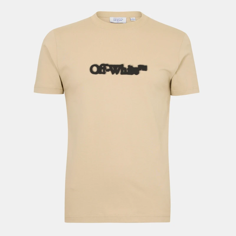 Image of Off White Mens Spray Arrow Arrow Logo Print T-Shirt Brown/Black male XS
