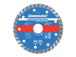 Image of Silverline 950392 Marble Cutting Diamond Blade 110 x 20mm Castellated Continuous Rim
