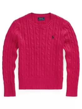 Image of Ralph Lauren Girls Cable Jumper - Preppy Pink, Size Age: 16 Years=Xl, Women