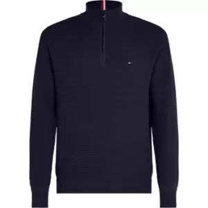 Image of Tommy Hilfiger Spring Grid Zip Mock - Blue
