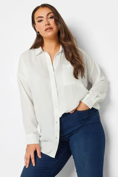 Image of Yours Oversized Boyfriend Shirt White