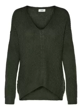Image of ONLY V-neck Knitted Pullover Women Green