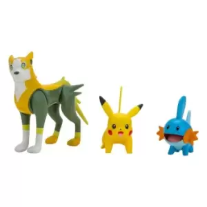 Image of Pokemon Battle Figure 3 Pack Mudkip, Pikachu #1, Boltund 5 cm