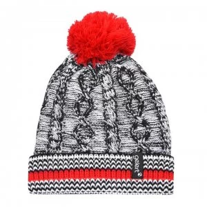 Image of Gelert Cable Knit PomPom Beanie Juniors - Black/Red