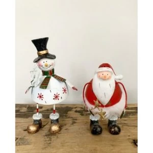 Image of Metal Snowman And Santa Standing 19cm (Set of 2)