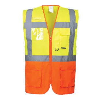 Image of Portwest Prague Executive Class 2 Hi Vis Waistcoat Yellow / Orange S