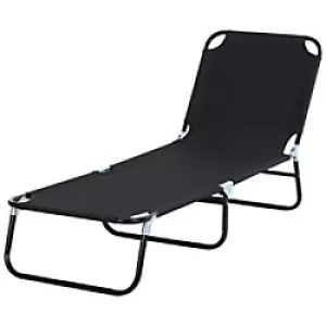 Image of Outsunny Portable Folding Sun Lounger With 3-Position Adjustable Backrest Relaxer Recliner with Lightweight Frame Great for Pool or Sun Bathing Black