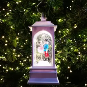 Image of 26cm Snowtime Christmas Water Spinner Antique Effect Lantern With Nutcracker Ballet Scene Dual Power