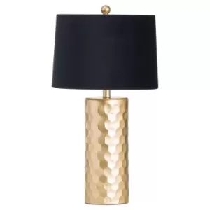 Image of Jem Honey Comb Gold Table Lamp With Black Velvet Shade