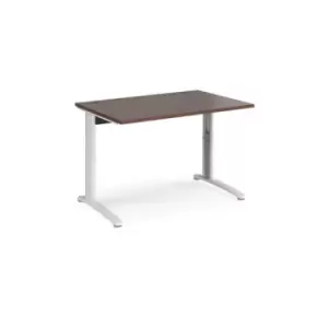 Image of Office Desk Wheelchair Friendly Rectangular Desk 1200mm Walnut Tops With White Frames TR10