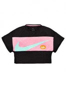 Image of Nike Older Girls Just Do It Cropped Training T-Shirt - Black