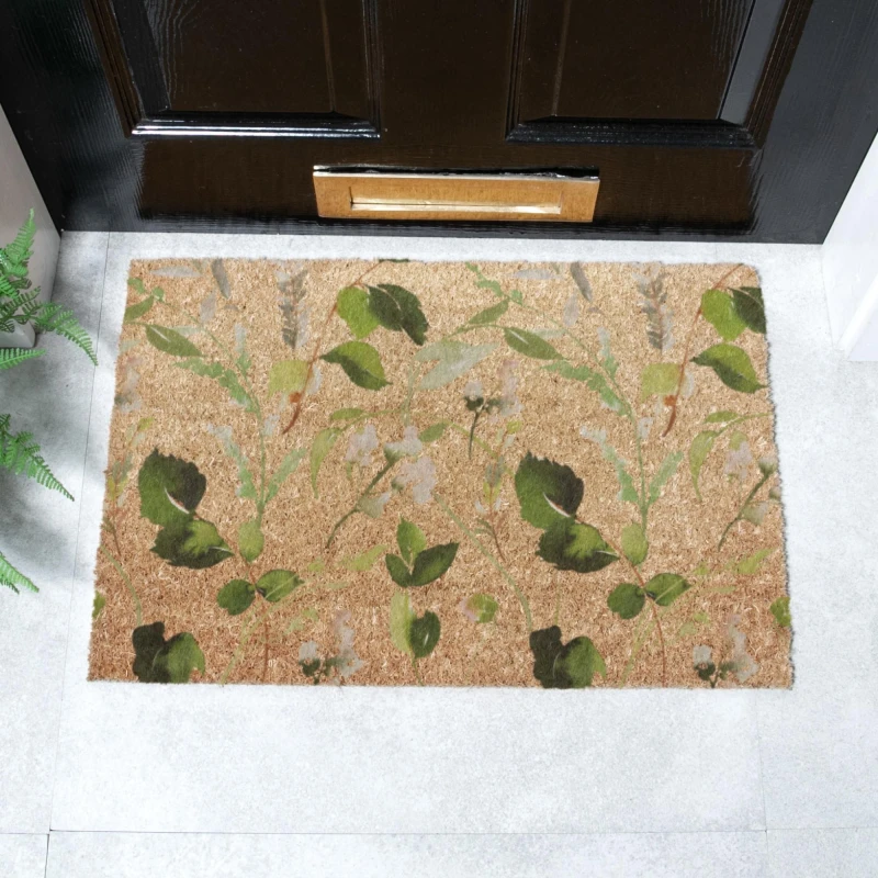 Image of Artsy Mats Watercolour Leaves Doormat (60 X 40Cm), Brown 6040W-WCOLOURLE
