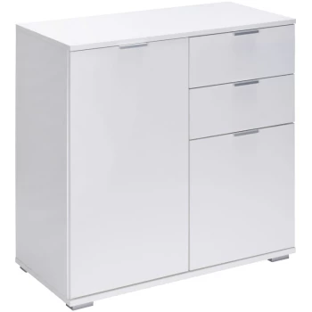Image of Sideboard Cabinet White Oak Office Furniture Cupboard 2 Door Shelf Drawers Home DB121 - Weiß (de)