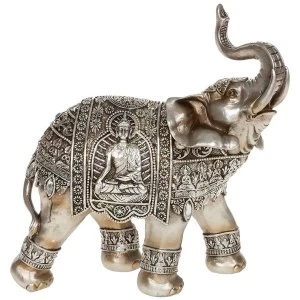 Image of Silver Buddha Elephant Trunk Up Ornament