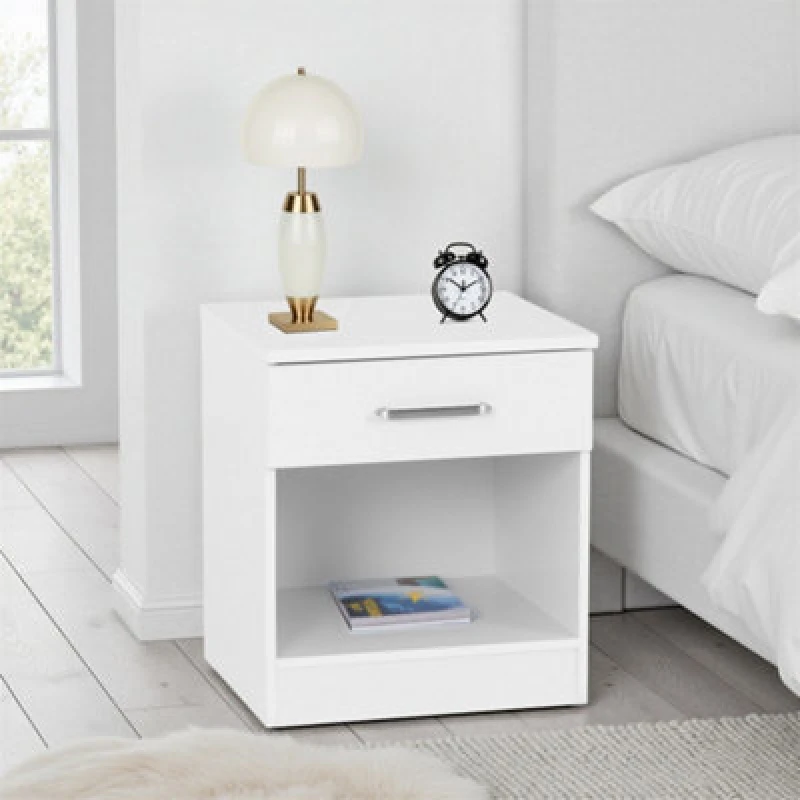Image of Seconique Dakota 1 Drawer Bedside - White 100-103-111