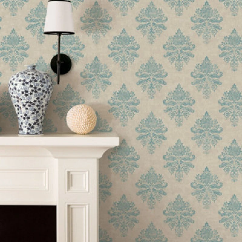 Image of Galerie Nordic Elements Blue Damask Medallion Wallpaper Roll