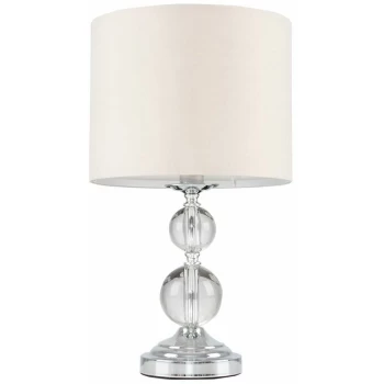 Image of Chrome & Acrylic Ball Touch Dimmer Table Lamp Shade - Beige - No Bulb
