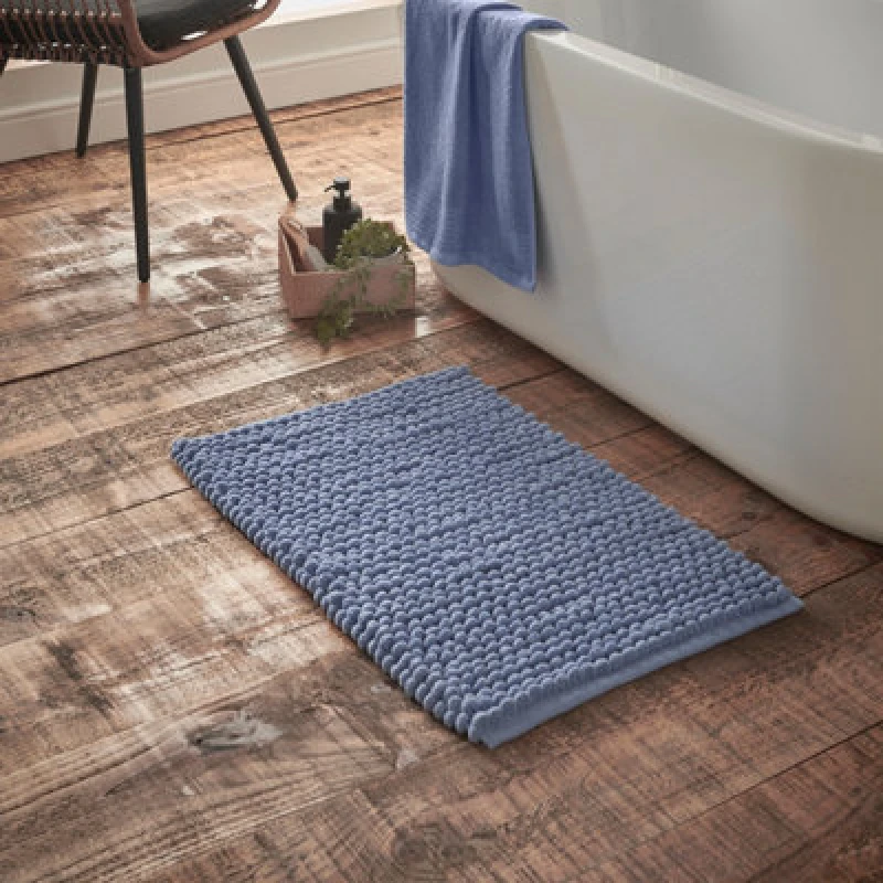 Image of Bianca 'Aspen Bobble' Bath Mat Blue