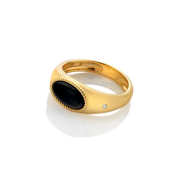 Image of Hot Diamonds x Jac Jossa Black Onyx Oval Ring DR257/S Size: Size S