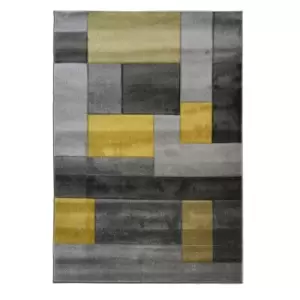 Image of Cosmos Hand Carved Rug Yellow/Grey