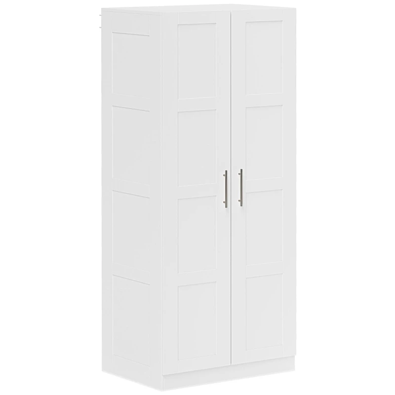 Image of HOMCOM Wardrobe for Bedroom - Double Wardrobe with Hanging Rail - White TJ Hughes 5063603588455