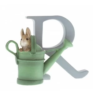 Image of Letter R Peter Rabbit in Watering Can Figurine