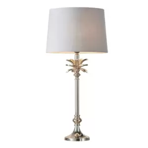 Image of Table Lamp Polished Nickel & Charcoal Linen 60W E27 Base & Shade e10387