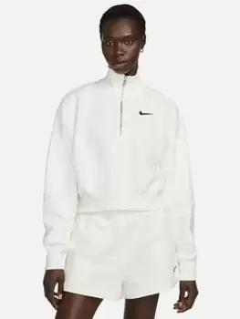 Image of Nike Phoenix Oversized 1/2-Zip Crop Sweatshirt, Off White Size M Women