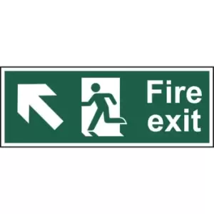 Image of Fire exit (Man arrow up/left) - Sign - PVC (400 x 150mm)