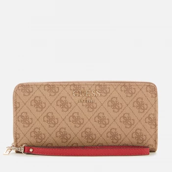 Image of Guess Womens Vikky Large Zip Around - Latte Logo