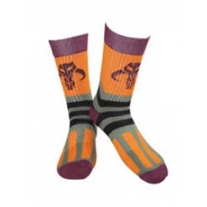Image of Star Wars Adult Male Bobba Fett Logo Crew Socks 39/42 (Maroon/Orange)