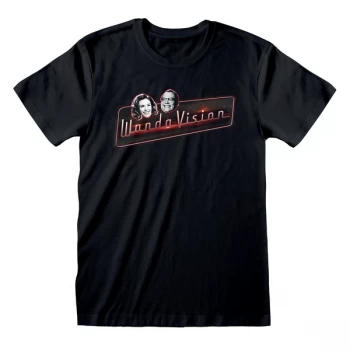 Image of Marvel WandaVision - Logo And Faces Unisex Large T-Shirt - Black
