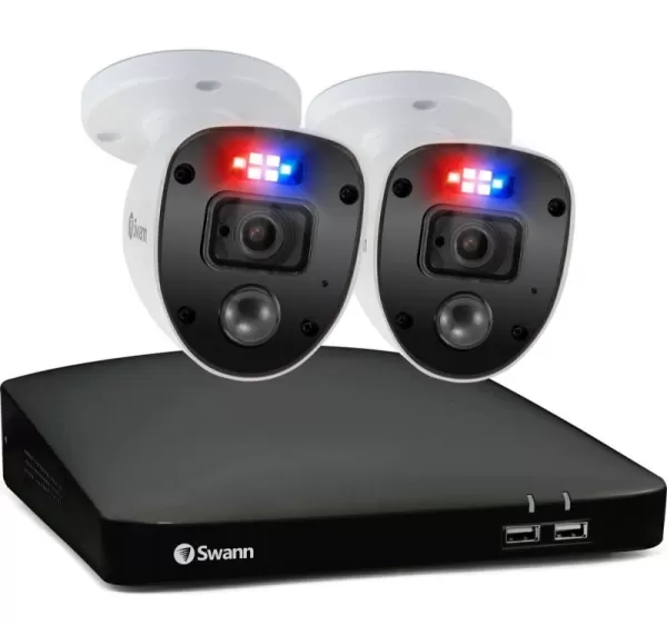 Image of Swann Enforcer 2 Camera 4 Channel DVR Security System Full HD 1080p Smart Home Security Camera - White