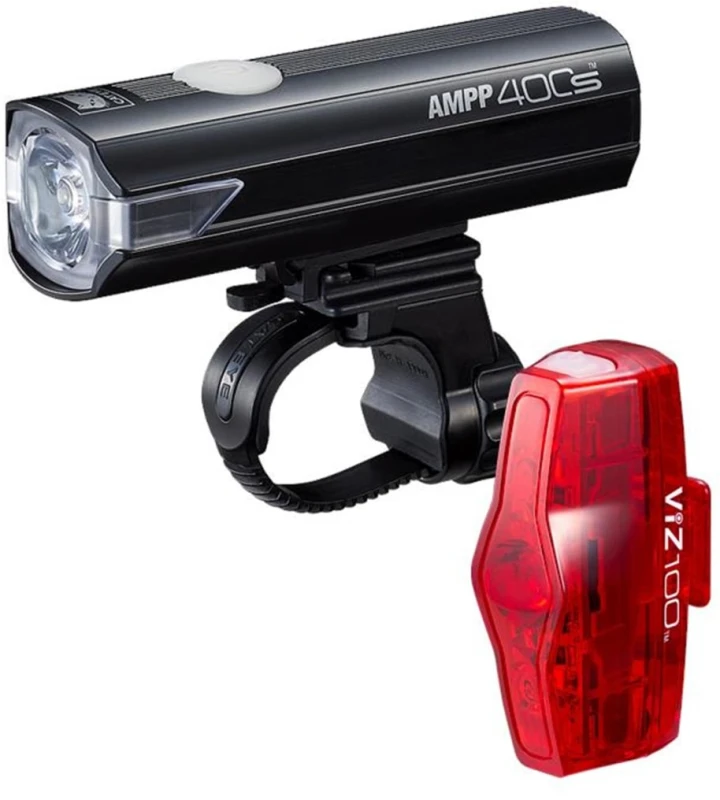 Image of Cateye AMPP 400S and VIZ 100 Bike Light Set with USB-C Charging USB-C NO COLOUR - Cycles UK