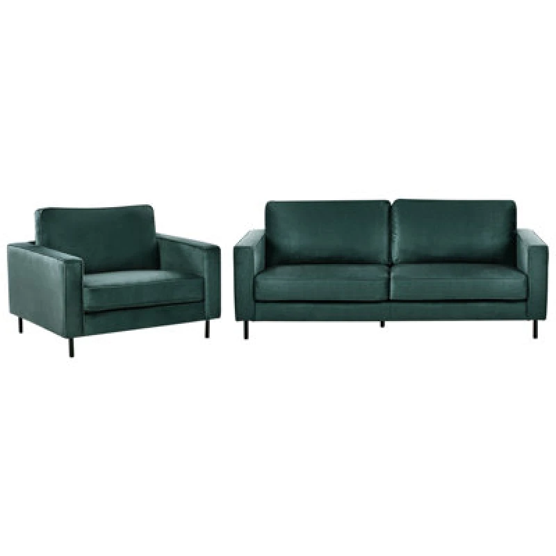 Image of Beliani Living Room Set 4 Seater Savalen Velvet Dark Green