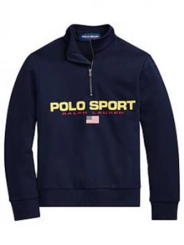 Image of Ralph Lauren Boys Polo Sport Half Zip Sweat - Navy
