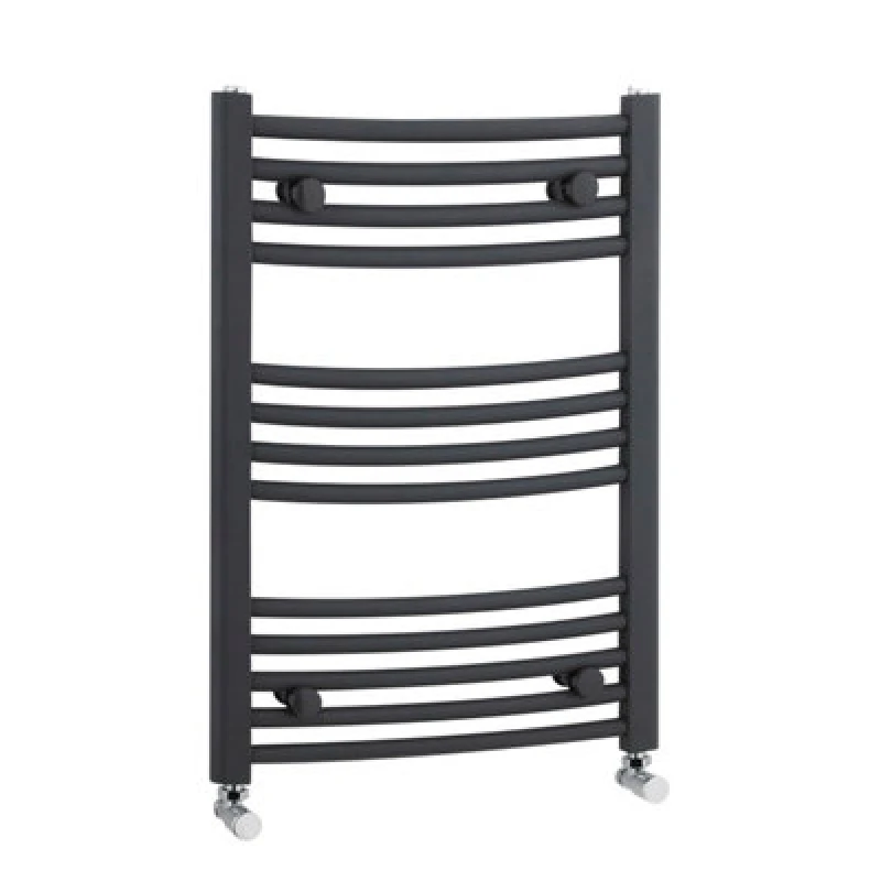 Image of Balterley Heated Vertical Towel Rail With Curved Rails - 1051 Btu - 700mm X 500mm - Anthracite