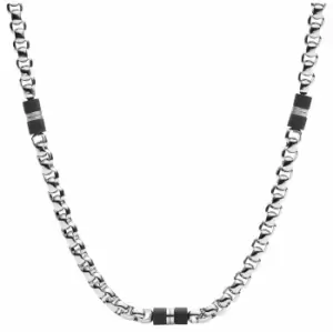 Image of Fossil JF03314040 Mens Stainless Steel Black Bead Chain Jewellery