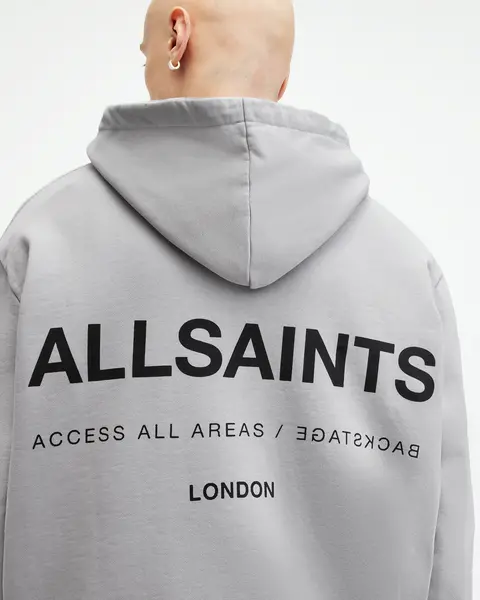 Image of AllSaints Access Relaxed Fit Logo Hoodie