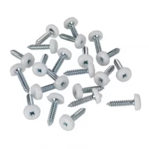 Image of Number Plate Screw Plastic Enclosed Head 4.8 X 24MM White Pack of 50