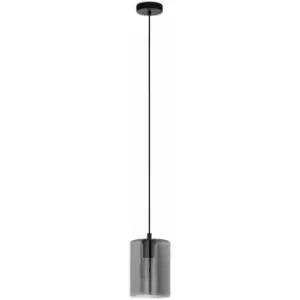 Image of Pendant Light Colour Black Shade Black Transparent Smoked Glass Bulb E27 1x40W