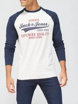 Image of Jack & Jones Logo Raglan T-Shirt - Navy