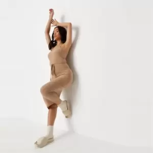 Image of Missguided Tie Belt Cami Midi Dress - Grey