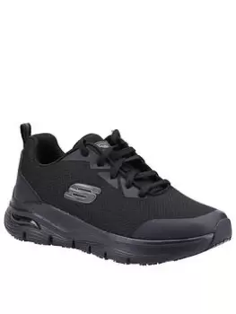 Image of Skechers Arch Fit Lace Up Athletic Workwear Trainers, Black, Size 7, Women
