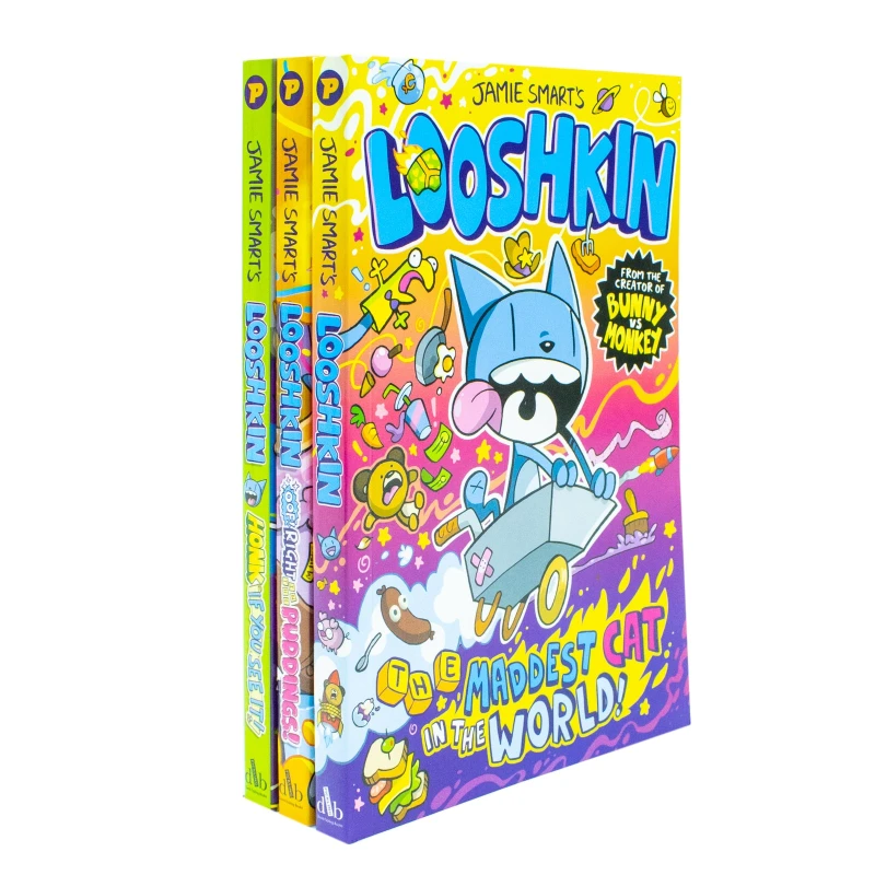 Image of Jamie Smart's LOOSHKIN Series 3 Books Collection Set (Honk If You See It!, Oof! Right in the Puddings! & The Maddest Cat in the World) Jamie Smart Boo