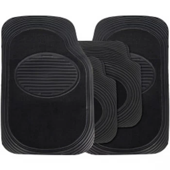 Image of Streetwize Rubber Style Extra Heavy Weight Rubber/Carpet Mat Sets - 4 Piece Black