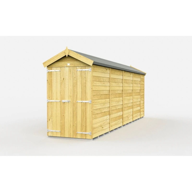 Image of Buttercup Farm 4 x 19 Feet Apex Shed - Double Door W/O Window - L560 x W118 x H217cm in Brown Brown Unisex