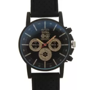 Image of Crosshatch Chequered Rubber Strap Watch Mens - Black